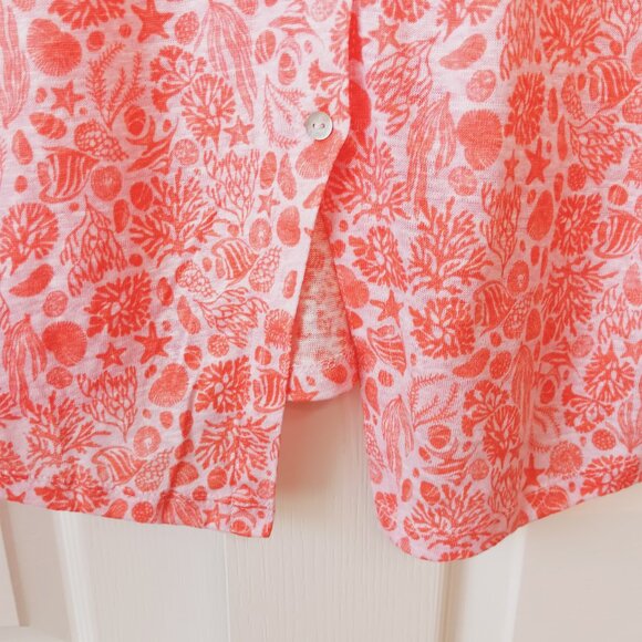 Sigrid Olsen Women's Coral Tropical Ocean Print Linen Sleeveless Tee Size S - Picture 5 of 10
